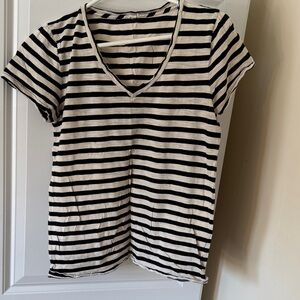 J. Crew Black and White Striped Short Sleeve Tee